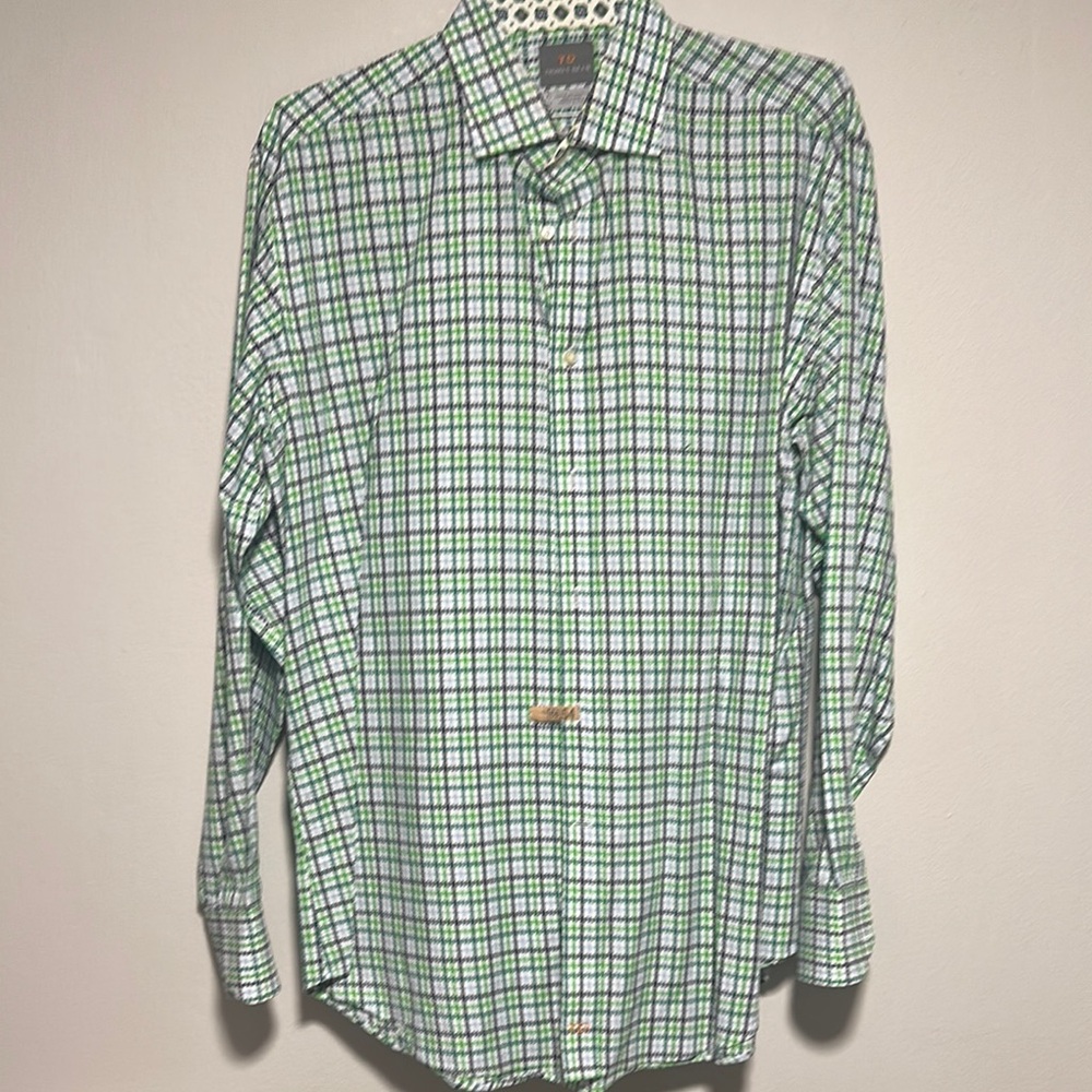 Thomas Dean Green Casual Button Down Shirt